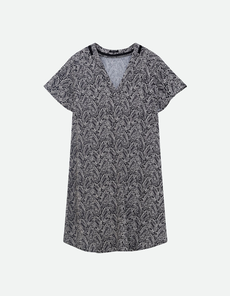 REKO - Robe noire Lenzing&trade; Ecovero&trade; imprim&eacute; n&eacute;o cachemire -4