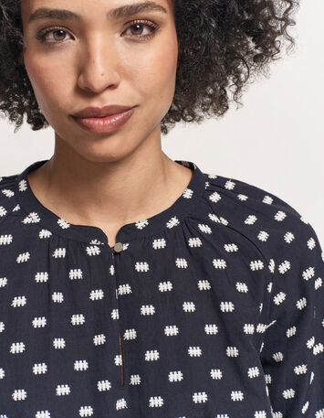 COLOMBE - Blouse marine broderies all over-5