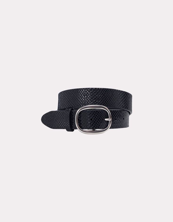 ALCAZAR - Ceinture noire cuir certifié effet python-1