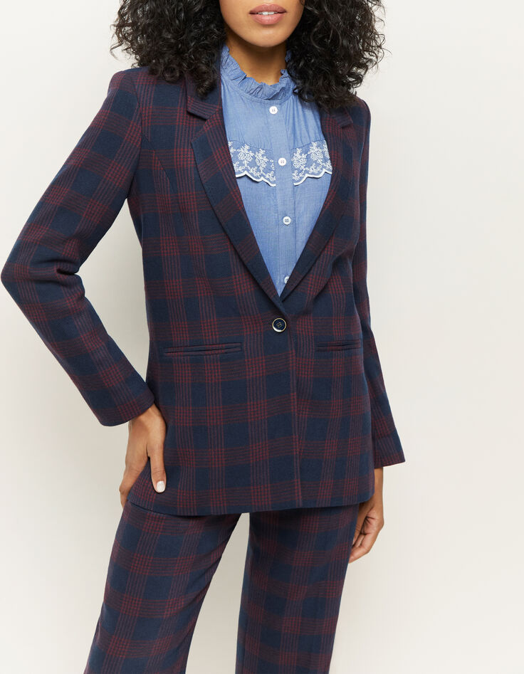 VIKTOR - Veste de costume marine à motif tartan-2