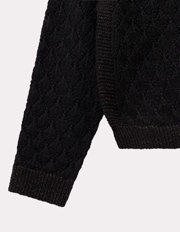 TACEY - Pull noir tricot ajouré réversible devant/dos-3