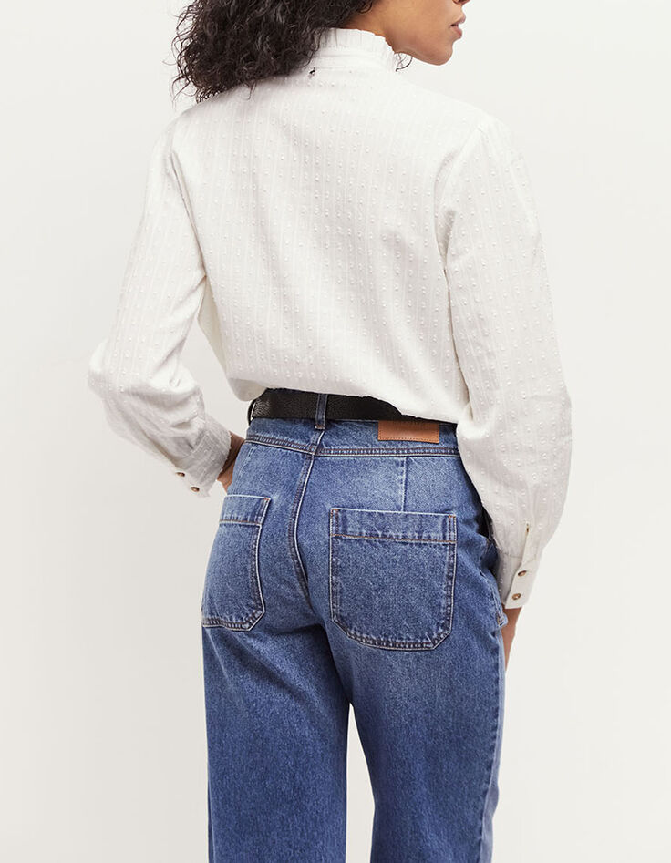 CAISA - Blouse écrue à col collerette dentelle-3