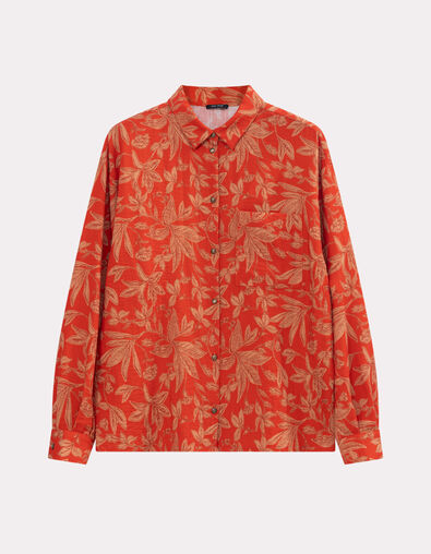 CHERRY - Chemise orange imprimé jungle flash - One Step