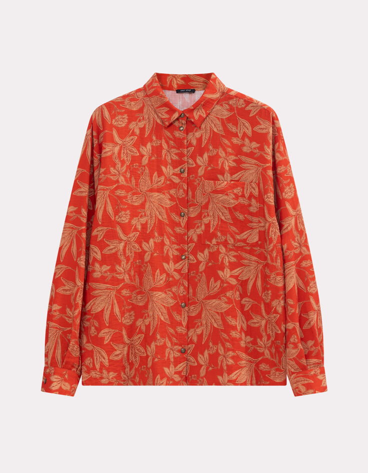 CHERRY - Chemise orange imprimé jungle flash-1