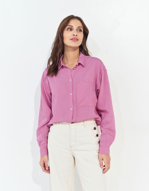 CELESTE - Chemise rose à motif fines rayures  - One Step