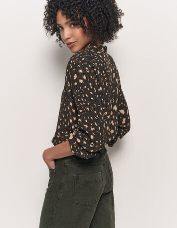COMO - Chemise kaki Lenzing™ Ecovero™ tachiste animalier-2