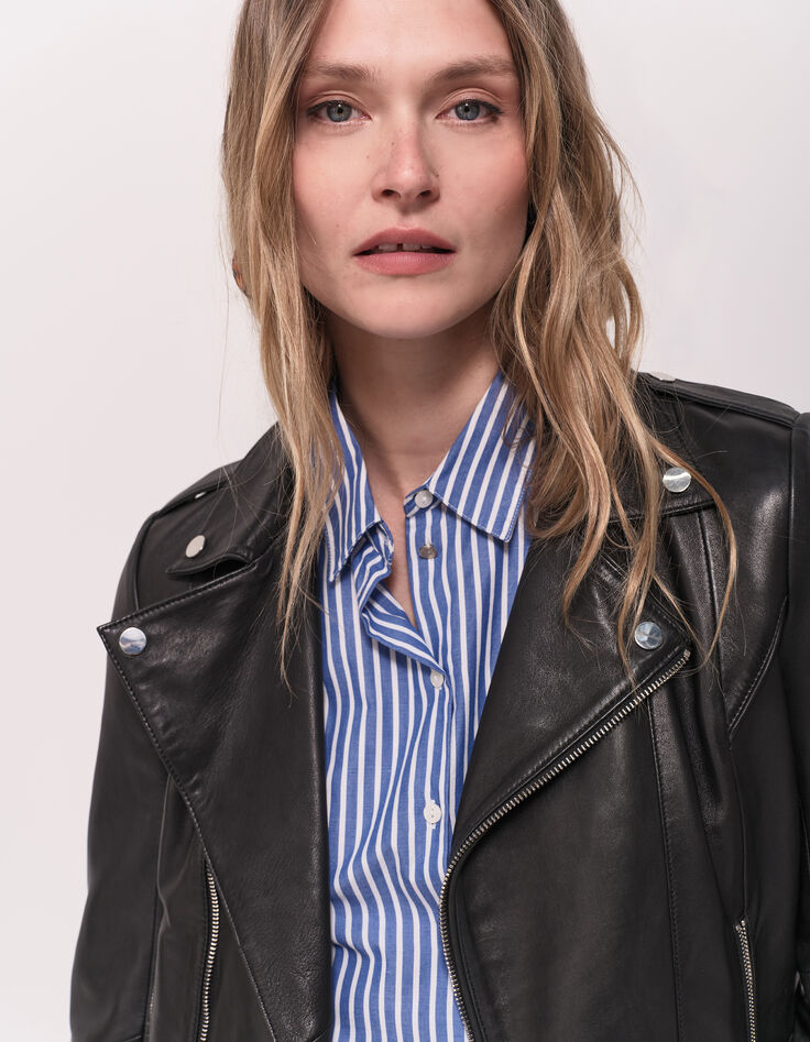 DEAN - Blouson biker noir en cuir-2