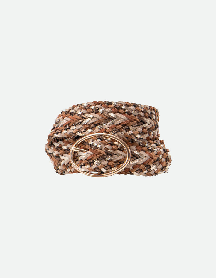 AYMIA - Ceinture dorée mix cuirs tressés certifiés -1