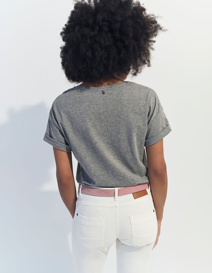 MEIRY - T-shirt gris coton bio message -3