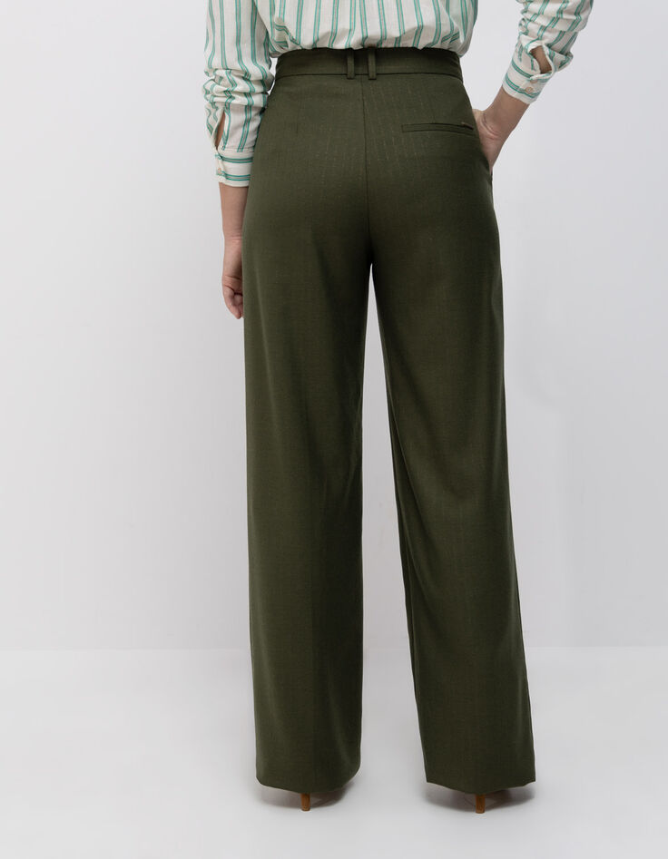 PICO - Pantalon de tailleur kaki rayures tennis lurex-3