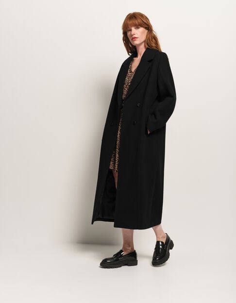 DWAIN - Manteau long noir zippé - One Step