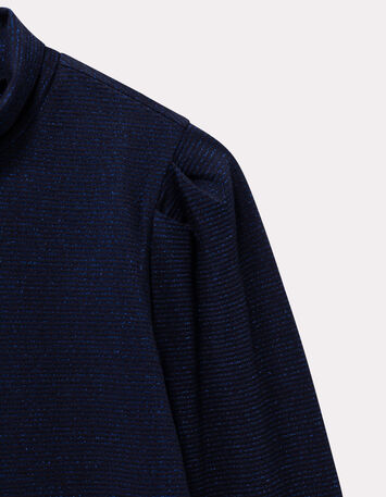 MADLY - T-shirt bleu fines rayures pailletées-3 MADLY - T-shirt bleu fines rayures pailletées-3