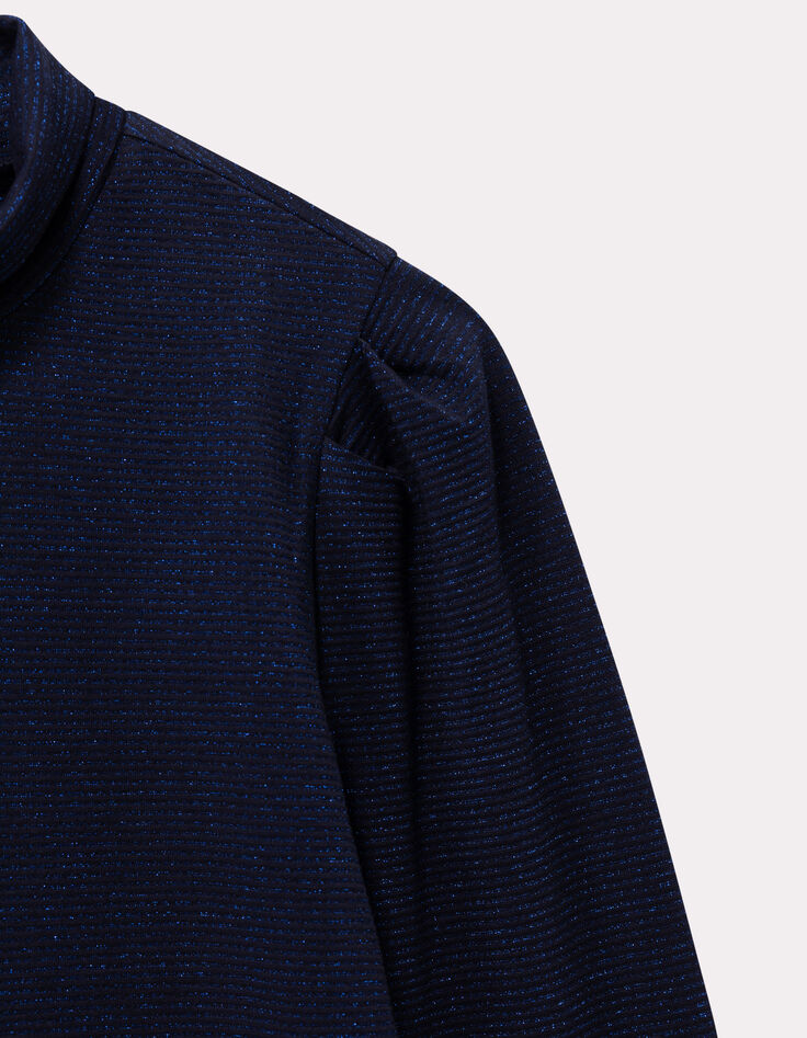 MADLY - T-shirt bleu fines rayures pailletées-3 MADLY - T-shirt bleu fines rayures pailletées-3