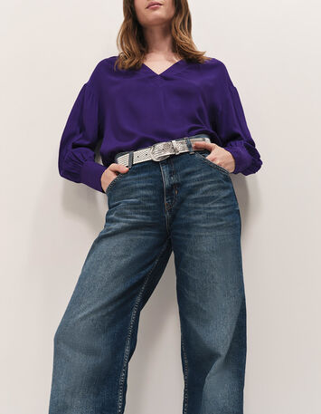CERES - Blouse purple jacquard fantaisie-2 CERES - Blouse purple jacquard fantaisie-2