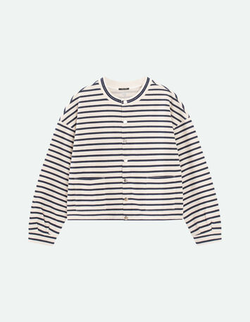 MANNY - Cardigan marinière marine à pressions-5