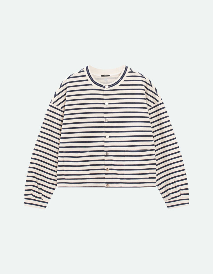 MANNY - Cardigan marinière marine à pressions-5