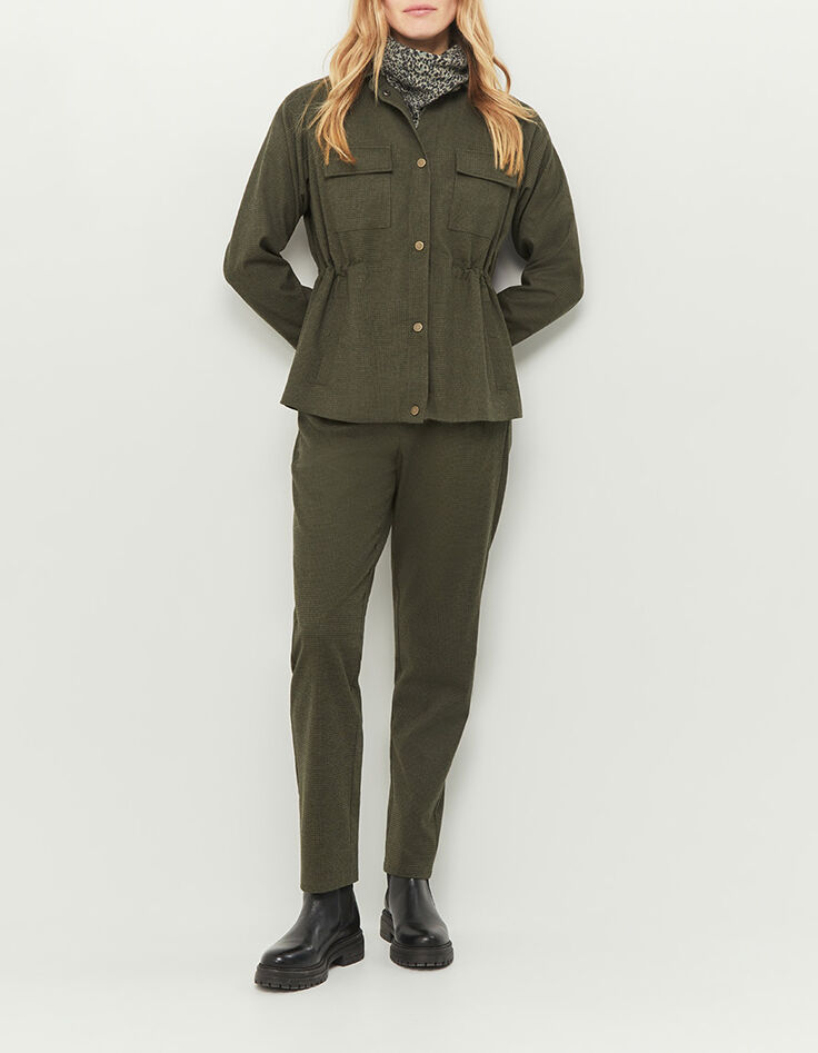 VIXEN - Veste de costume kaki à motif pied-de-puce-5
