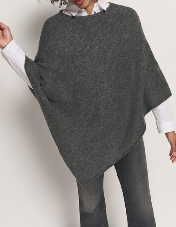 ALAMO - Poncho gris en tricot-1