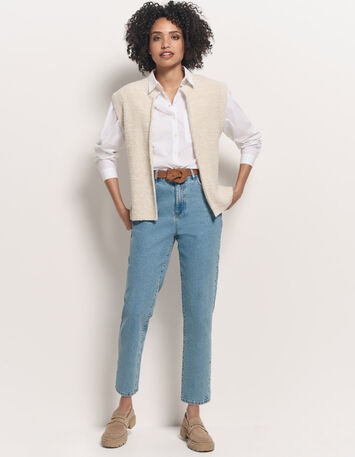 TESSA - Cardigan blanc sans manches tricot lurex -4