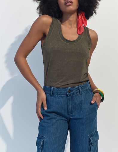 MARCOS - D&eacute;bardeur kaki maille iris&eacute;e  - One Step