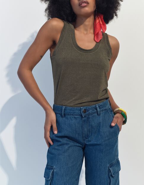 MARCOS - D&eacute;bardeur kaki maille iris&eacute;e  - One Step