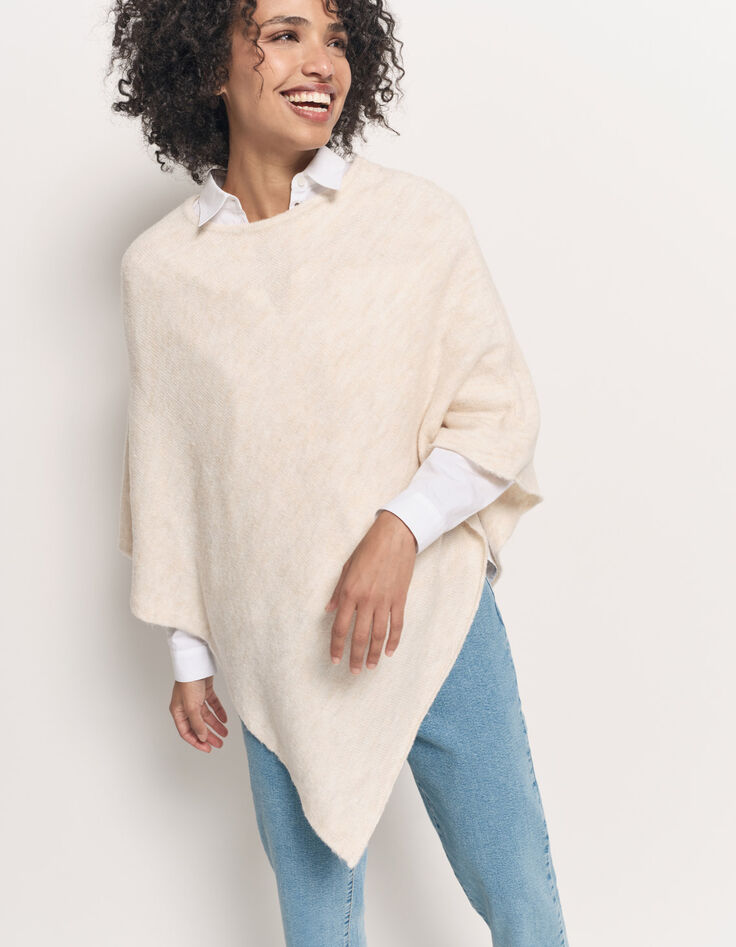 ALAMO - Poncho ivoire en tricot-2