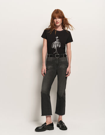 MASTER - T-shirt noir coton bio visuel danseuse-2