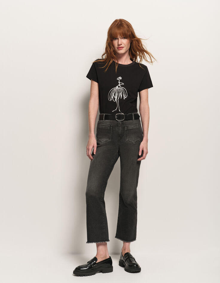 MASTER - T-shirt noir coton bio visuel danseuse-2