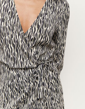 REACHY - Robe longue beige à imprimé zèbre abstrait-4