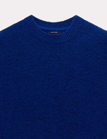 ADA - Poncho bleu tricot boutons côtés-2