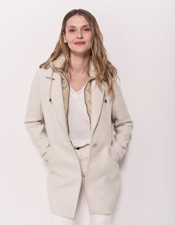 DIAMOND - Manteau beige avec parementure amovible-2