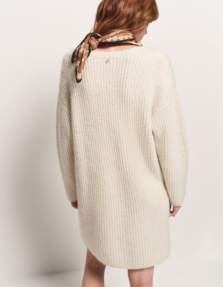 ROSEMAY - Robe pull écrue tricot côtelé-3 ROSEMAY - Robe pull écrue tricot côtelé-3