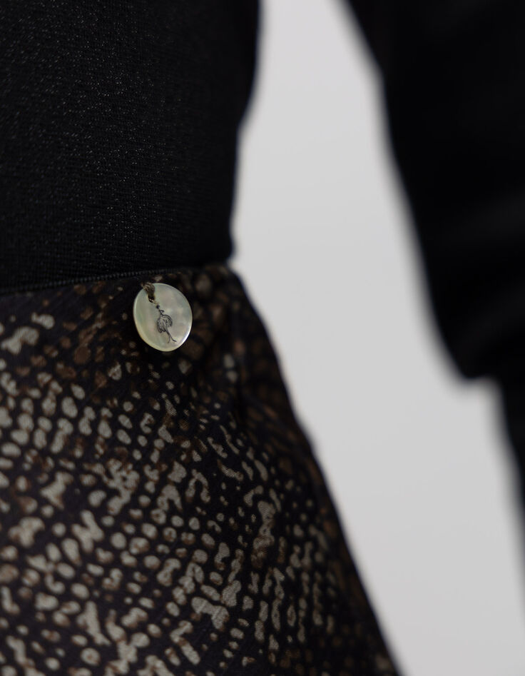 JEMMA - Jupe midi noire imprimé python-4