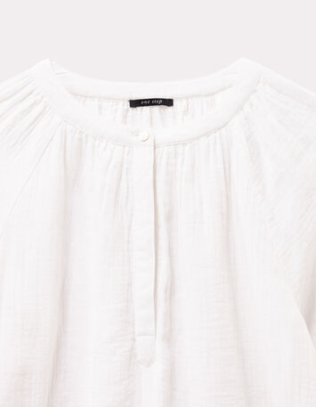 CHANCE - Blouse écrue gaze de coton bio brodée-2 CHANCE - Blouse écrue gaze de coton bio brodée-2