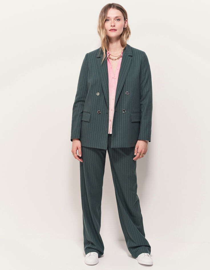 VANDA - Veste de costume verte motif rayures tennis-6