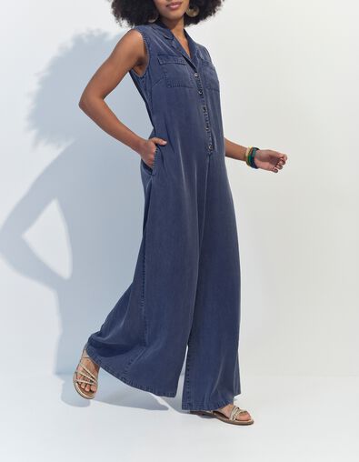 RIKKO - Combinaison &eacute;vas&eacute;e bleue en Lyocell&reg;  - One Step