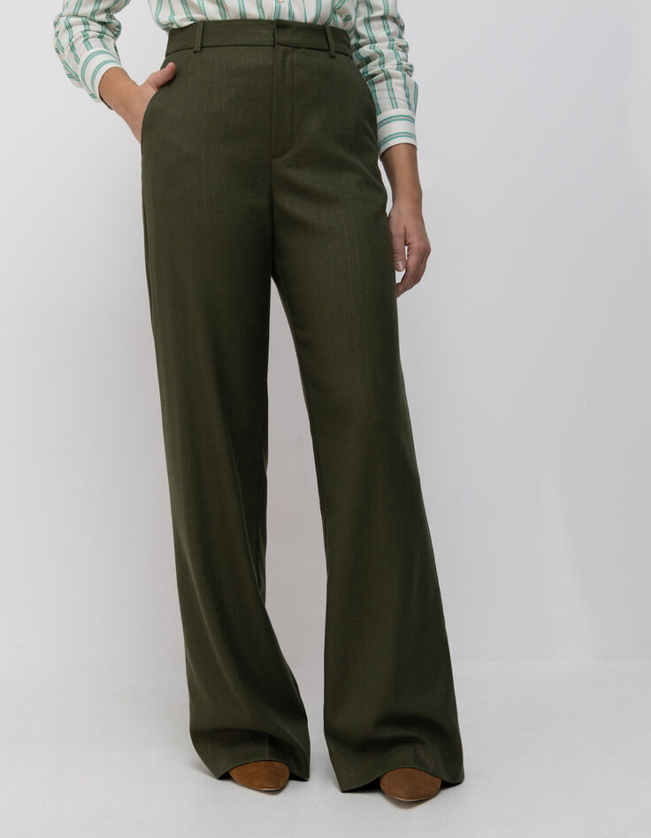 PICO - Pantalon de tailleur kaki rayures tennis lurex-2