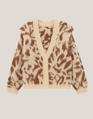 TAMAR - Cardigan beige à motif réversible devant/dos-4