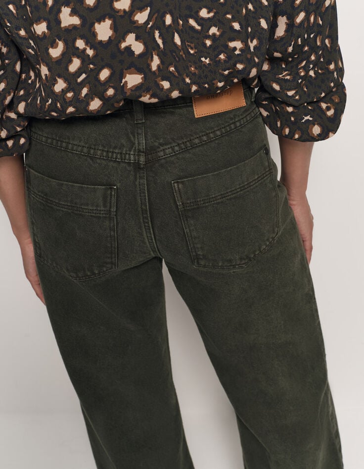 LE HAILEY - Jean flare kaki surteint poches plaquées-5 LE HAILEY - Jean flare kaki surteint poches plaquées-5