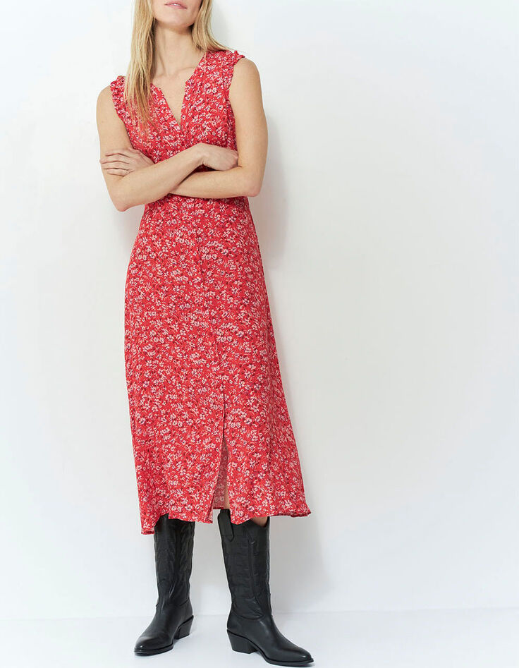 ROXY - Robe longue grenadine à imprimé red blossom-2