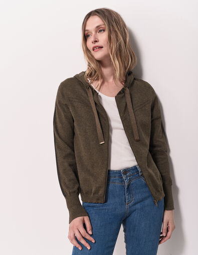 TARA - Cardigan kaki zippé à capuche - One Step