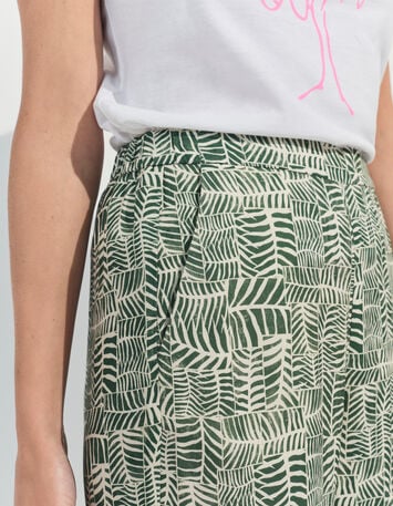 PRIMAVERA - Pantalon vert imprimé tropical chic -4