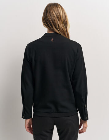 MORTON - Cardigan noir maille fantaisie forme bomber-3