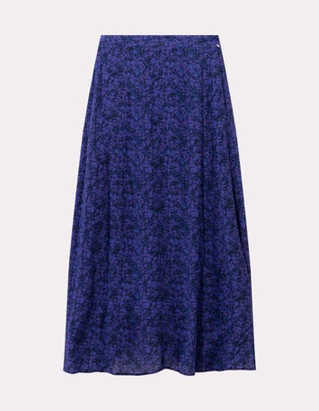 JULLY - Jupe midi marine imprimé floral pois-5