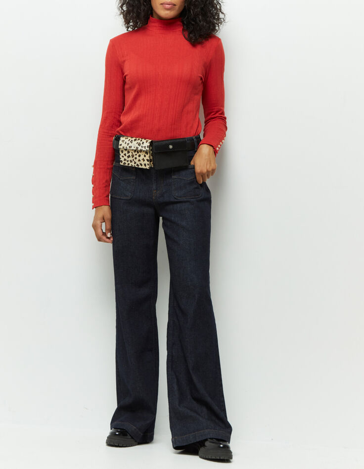 MALORY - T-shirt rouge maille Pointelle-2