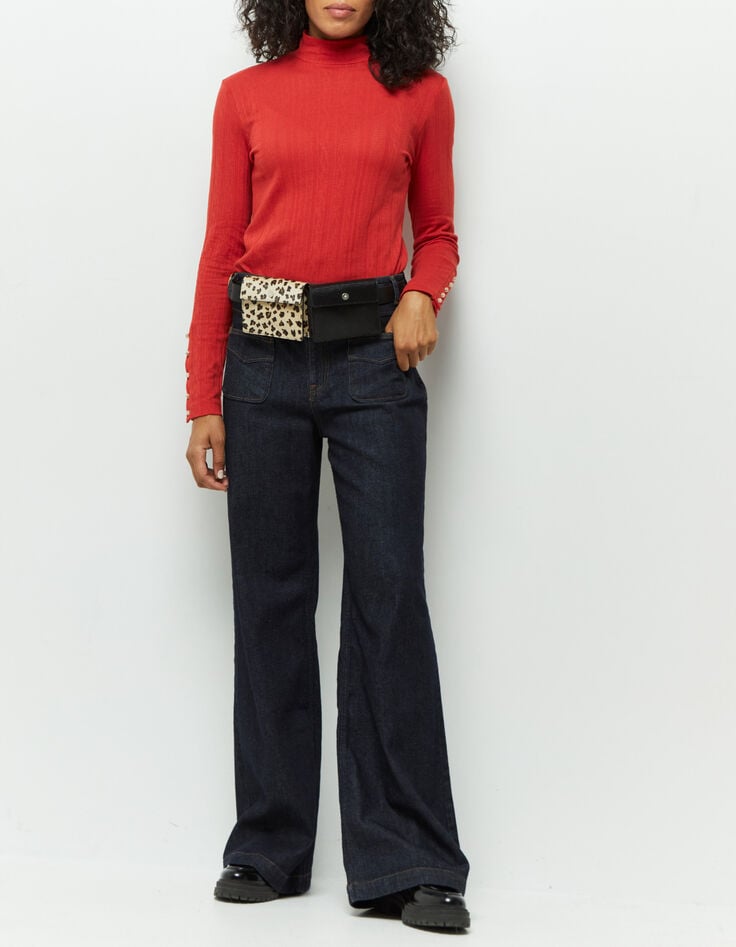 MALORY - T-shirt rouge maille Pointelle-2 MALORY - T-shirt rouge maille Pointelle-2