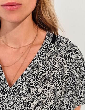 REKO - Robe noire Lenzing&trade; Ecovero&trade; imprim&eacute; n&eacute;o cachemire -3