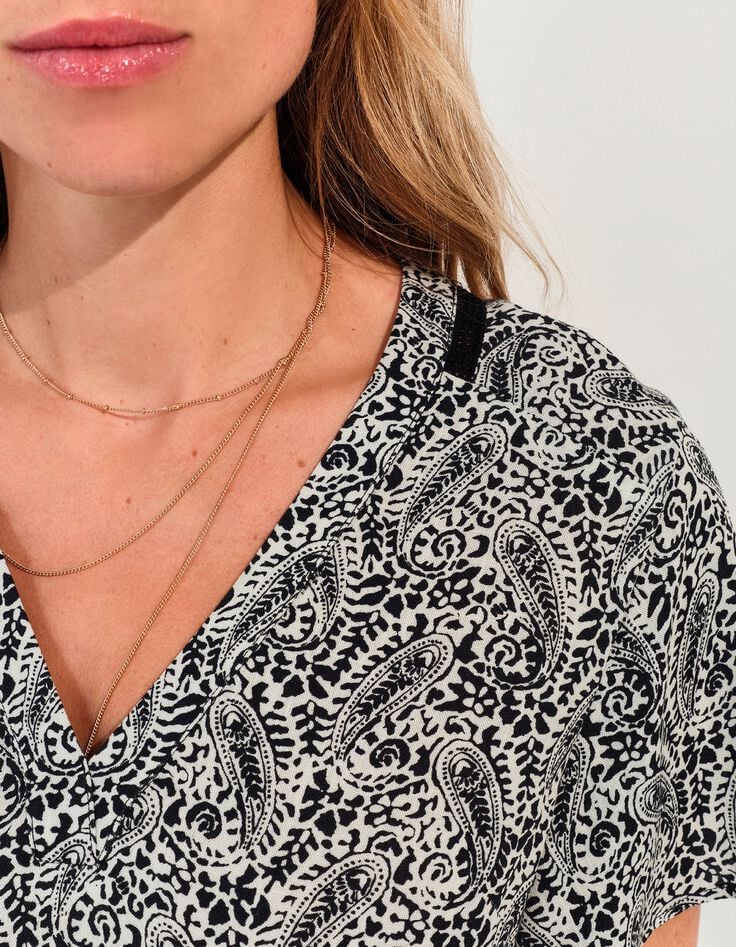 REKO - Robe noire Lenzing&trade; Ecovero&trade; imprim&eacute; n&eacute;o cachemire -3