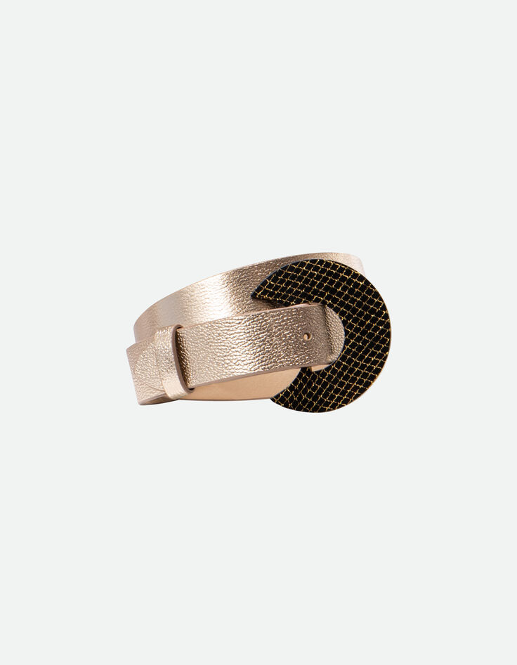 AMOR - Corps de ceinture doré cuir certifié embossé-3