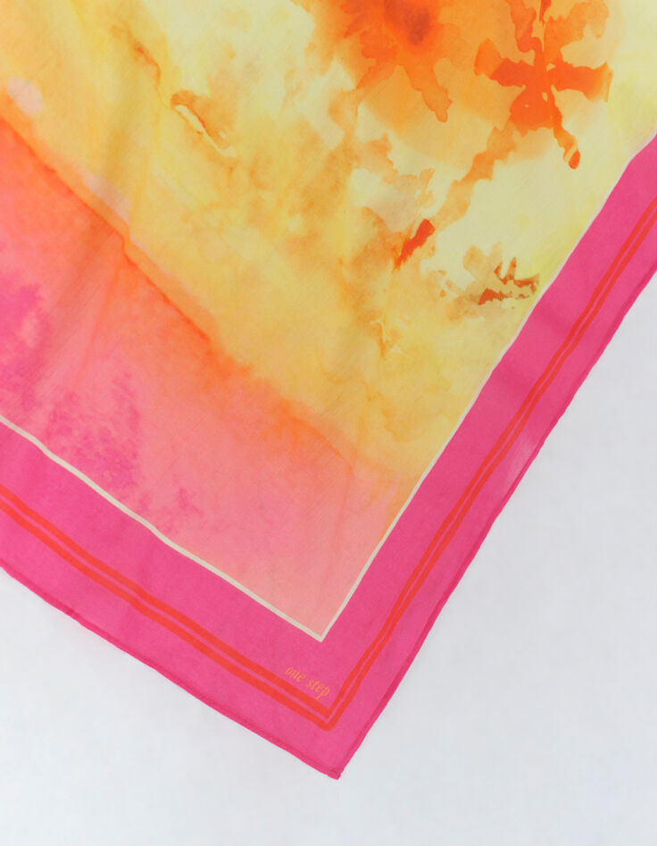 APACHE - Foulard carré mimosa à visuel lever de soleil-2